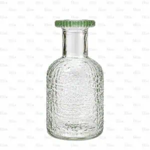 گلدان دکوری شیشه‌ای گل برجسته ارتفاع ۱۶ سانت مدل وینتیج